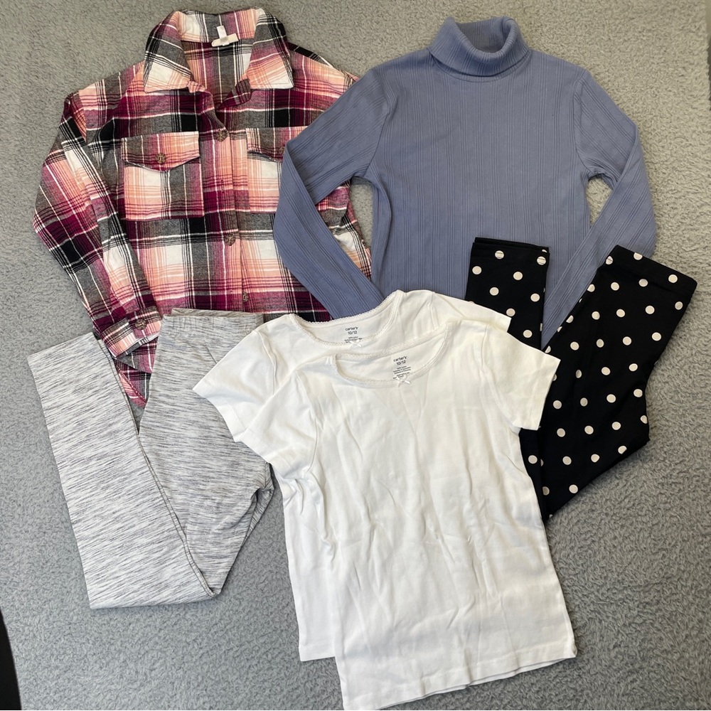 Girl Outfit Leggings Turtleneck T-shirts Bundle 10/12 Zara Old Navy Cat & Jack